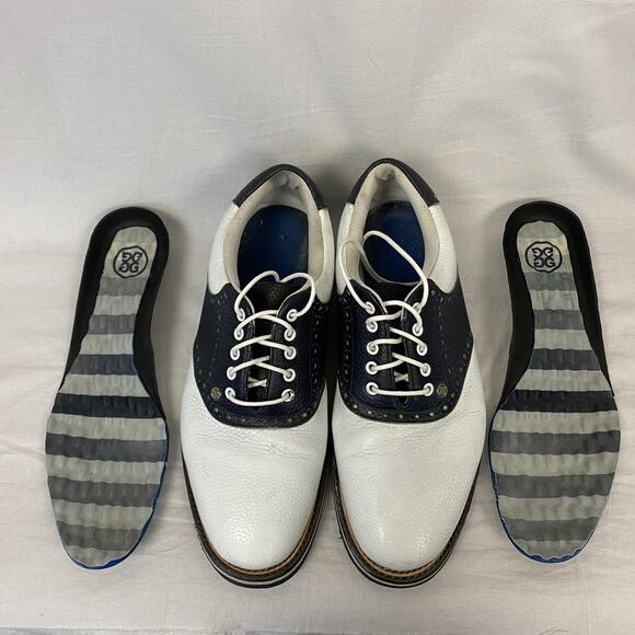 G/FORE Saddle Gallivanter Golf Shoes Mens 12 White Navy Blue Cleats G4MC20EF-03 - Picture 10 of 15
